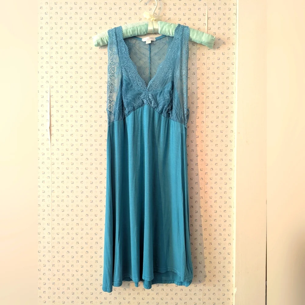 fleur t Lace Nightgown Slip Dress Aqua Baby Doll Turquoise Date Night In M Sexy